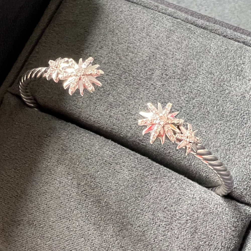 Starburst Open Cable Bracelet with Pavé Diamonds